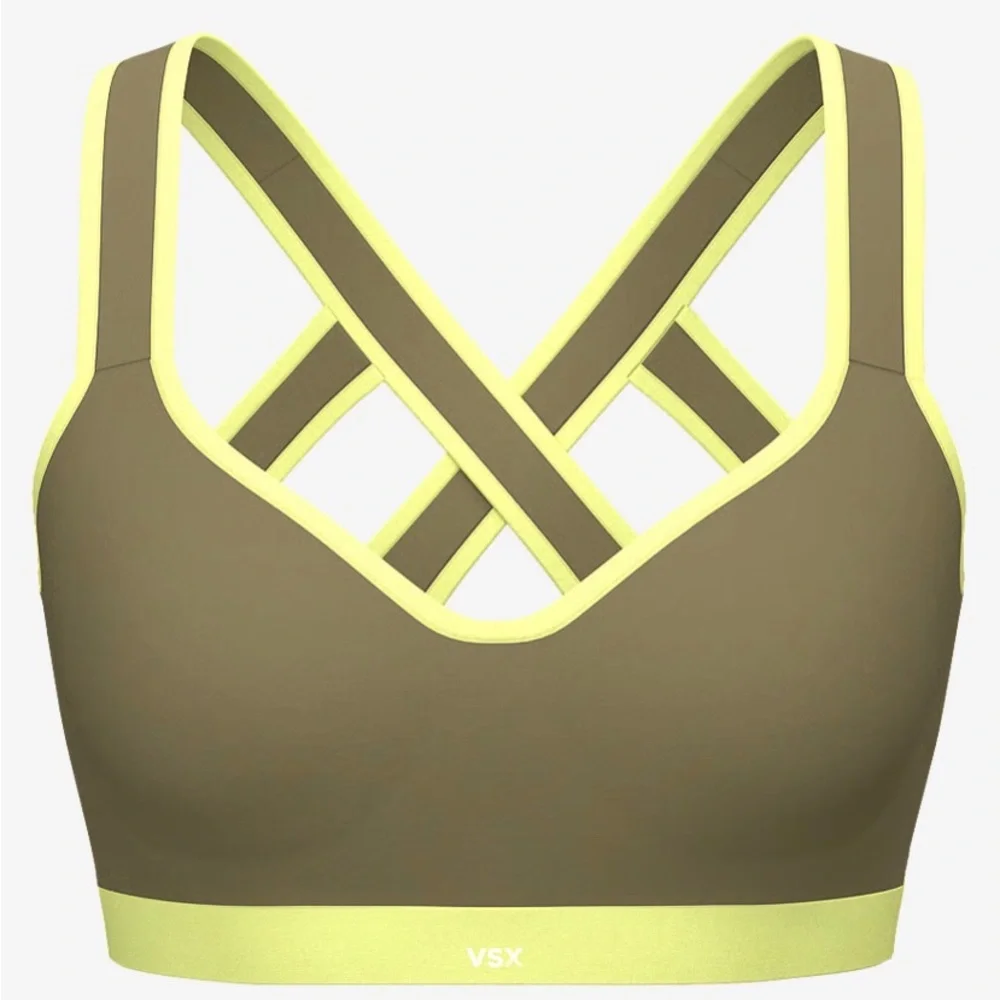 Victoria's Secret Olive Green Seamless Bralette with Lime Trim 34C